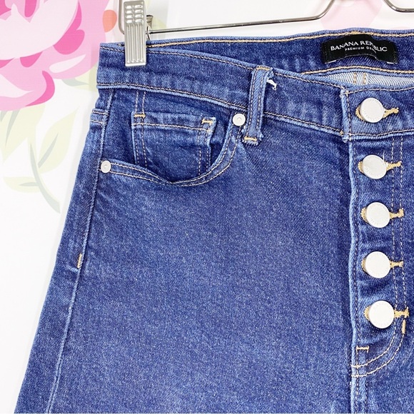 Banana Republic Dark Wash Hiigh Rise Wide Leg Crop Denim Jeans 28 - Picture 3 of 10